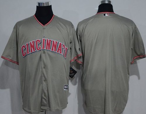 Reds Blank Grey New Cool Base Stitched MLB Jersey - Click Image to Close